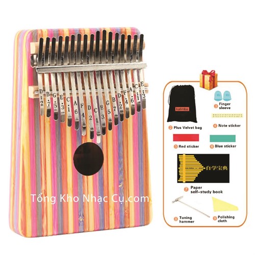 Đàn Kalimba Yael 17 Phím Gỗ Trúc Y17B-P (Hồng - Mbira Thumb Finger Piano 17 Keys) - (Bản sao)